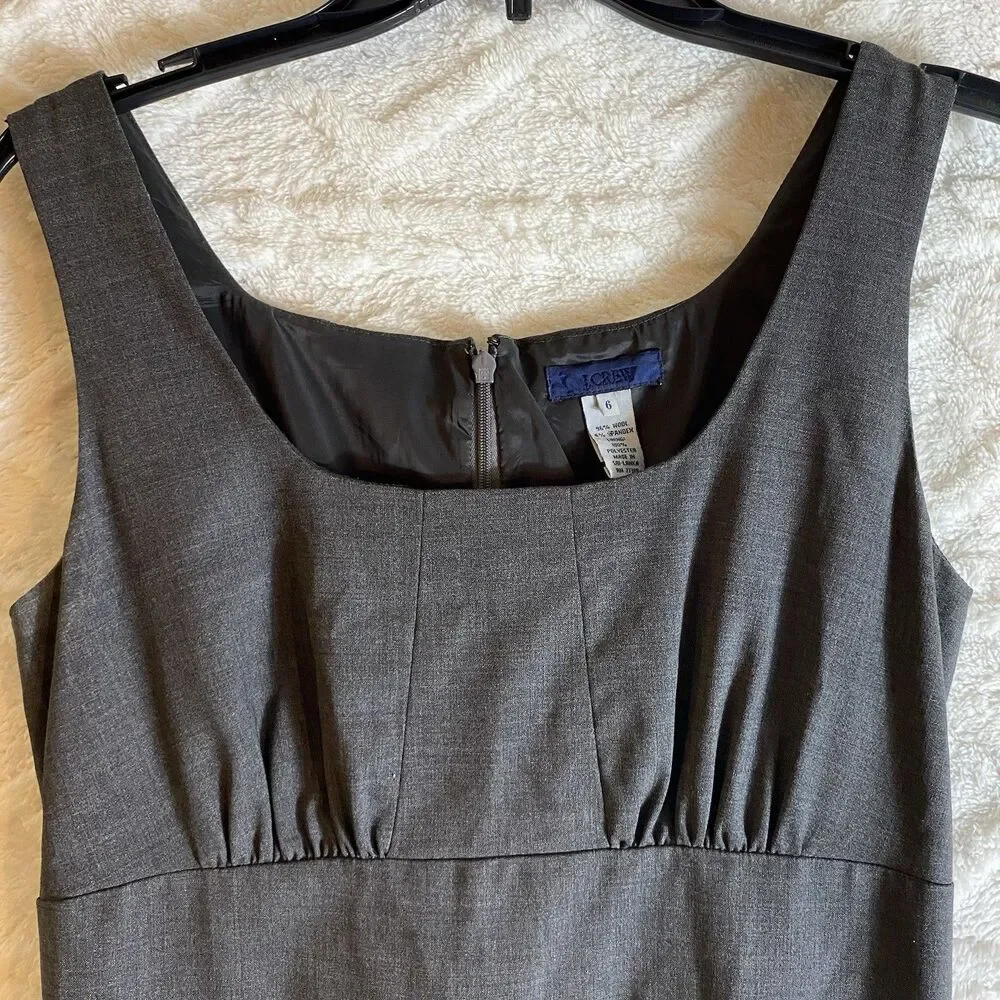 J. Crew Women’s Sz 6 Dress Dark Gray A Line Sleeveless Wool Stretch Lined